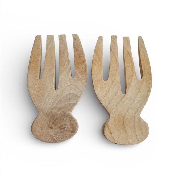None Other - Wooden Salad Forks Salad Hands Serving Utensils